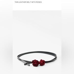 Thin Leather Belt with Roses